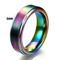 Anillo de carburo de tungsteno arcoíris de 6mm con exterior cepillado e interior pulido - 6mm Arcoíris