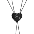 Three-piece black stainless steel heart puzzle necklace set for best friends - Black