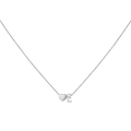 Silver minimalist necklace with polished 3D heart and initial E pendant on a thin chain - Letter E / Steel