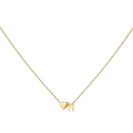 Golden necklace featuring delicate chain with 3D heart and letter H pendant - Letter H / Steel