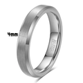 Minimalist 4mm brushed tungsten carbide ring with polished silver finish edges - US 5 / 4mm / Steel