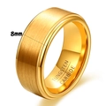 Anillo de carburo de tungsteno dorado 8mm cepillado con bordes y acabado de espejo - 8mm Dorado