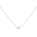 Silver 3D heart and letter T initial necklace with delicate link chain for women - Letter T / Steel