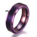 Anillo de carburo de tungsteno púrpura cepillado 6mm con bordes pulidos y grabado - 6mm Morado