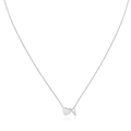 Silver 3D heart necklace with capital letter V pendant on a delicate chain - Letter V / Steel
