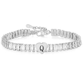 Zilveren tennisarmband met zirkoonstenen en een hartvormige hanger met de letter Q - Staal Kleur Q
