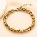 6mm 14K vergulde roestvrijstalen armband met vervlochten cirkels en een karabijnsluiting - Effen Kleur Geweven Stijl (O110) / Goud