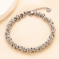 Minimalistische 6mm zilveren roestvrijstalen schakelarmband met ronde gevlochten ringen - Natuurlijke Kleur Geweven Stijl (O110) / Staalkleur