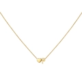 Gold-finish necklace featuring a 3D heart and alphabet P pendant with a fine cable chain - Letter P / Gold