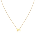 Gold-tone heart and letter V pendant necklace on a delicate chain with reflective surface - Letter V / Gold