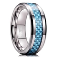 8mm men's tungsten carbide ring featuring a blue carbon fiber inlay and polished finish - US 6 / Steel & Blue