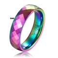 6mm faceted tungsten carbide ring with iridescent rainbow finish and polished geometric edges - US 5 / 6mm Width / Colorful