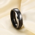 Classic 8mm black mirror polished stainless steel ring for men with silver brushed edge - Size 7 / 6mm / Two-tone Black