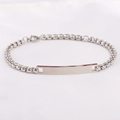 Minimalist 6mm stainless steel pearl box chain bracelet with curved engravable plaque - Steel