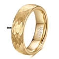 6mm gold tungsten carbide ring with hammered texture and polished inner band - Size 7 / 6mm / Gold
