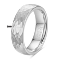 6mm silver hammered finish tungsten carbide wedding ring for men with vintage texture - Size 7 / 6mm / Steel