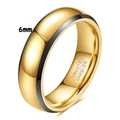 6mm gold tungsten carbide ring with black linear inlay and polished mirror finish - Size 7 / 6mm / Two-tone (Gold & Silver)
