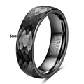 Black 6mm tungsten carbide ring featuring a hammered texture and polished inner band - Size 7 / 6mm / Black