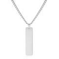 Polished stainless steel 40mm vertical bar pendant necklace with sleek mirror finish - Silver