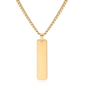 Golden 40mm vertical bar pendant necklace with wheat chain in polished stainless steel - Gold