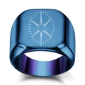 Minimalist square signet ring in blue steel with star engraving and gradient interior - US 4 / Blue