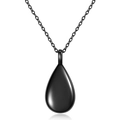 Minimalistische schwarze polierte Wassertropfen-Urnenkette mit Edelstahlkette für Asche - Schwarz