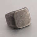 Macro shot of vintage silver signet ring with distressed industrial brushed texture - Vintage Brushed Signet Style (CG1236-F)