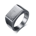 Vintage signet ring in distressed stainless steel with a flat rectangular top face - US 7 / Vintage Rectangular Signet Style (CA2407-F)