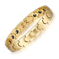 Men's 10mm golden stainless steel magnetic therapy bracelet with arrow link design - Gold