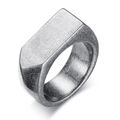 Vintage silver rectangular signet ring with brushed metal texture for men - US 7 / Vintage Silver Brushed Signet Style (CG1467-F)
