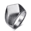 Vintage industrial style square signet ring for men in antique silver finish - US 7 / Vintage Frosted Square Style (CG1423-F)