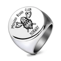 Anello con sigillo vichingo da uomo in acciaio inossidabile con logo Midgard Beard - US 7 / Tondo Color Acciaio
