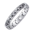 Polished stainless steel magnetic therapy bracelet with V-shaped arrow link design - Steel