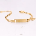 Goldenes Edelstahl-Figaro-Armband mit rechteckiger ID-Platte und Kronen-Anhänger - Goldene Krone