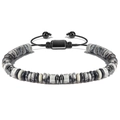 Adjustable tiger eye and map stone beaded bracelet with woven nylon cord and metal accents - Map Stone Style (2)