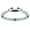 Adjustable tiger eye obsidian beaded bracelet with green wheel discs and black woven cord - Aventurine Style (1)