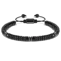 Adjustable tiger eye and obsidian beaded bracelet with black woven cord and metal accents - Obsidian Style (4)