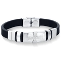 10mm breites Hip-Hop-Herrenarmband aus Silikon mit Kreuz und griechischem Schlüsselmuster - Kreuz Stil