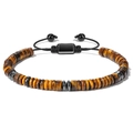 Detail of adjustable tiger eye beaded bracelet with black woven cord and metal clasp - Tiger Eye Style (5)