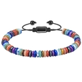 Adjustable multi-color natural tiger eye and obsidian beaded bracelet with cord - Colorful Stone Style (12)