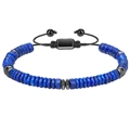 Adjustable tiger eye beaded bracelet with blue cylinder stones and braided rope - Dark Blue Stone Style (10)