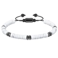Adjustable howlite stone beaded bracelet with flat disc beads and black woven cord - Howlite Style (7)