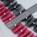 Pizzo increspato da 5cm con perle bianche in nero e rosso scuro per accessori per capelli - Mix Nero E Rosso (Larghezza Personalizzabile)