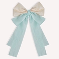 Elegante crĆØmekleurige en muntgroene dubbellaagse mesh haarklem met lange linten - Groen Geel / 17cm*26cm