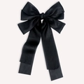 Elegante dubbellaagse zwarte haarstrik clip met gaas en lange zijdeachtige linten - Zwart / 17cm*26cm