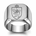 Men's punk stainless steel signet ring with crown lion crest and letter L design - Size 5 / Heraldic Letter L Style