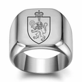 Silver vintage punk ring with crown lion crest and initial letter M for men - Size 5 / Heraldic Letter M Style