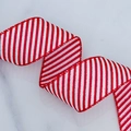 Dekoband zum Unabhängigkeitstag mit rot-weißen Streifen und Silberglitzer-Akzenten - Rot-Weiß Gestreift / 6,5 cm Breit * 5 Yards Lang