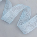 Light blue lace ribbon with floral embroidery and wavy edges for DIY crafts - 3CM Wide / Blue