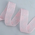 Pink lace ribbon with floral mesh embroidery and wavy edges for DIY hair accessories - 3CM Wide / Pink